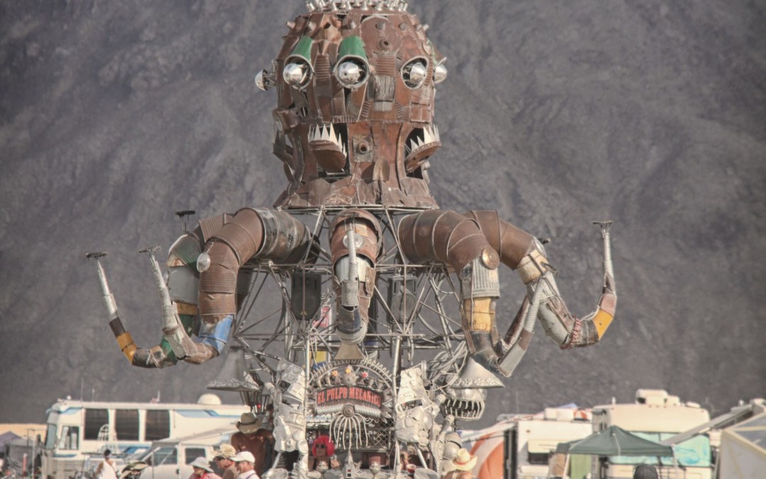 Fire octopus in the desert