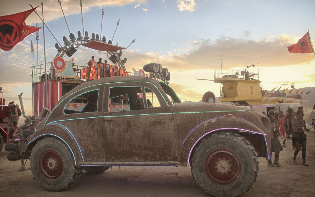 Huge cars in the desert