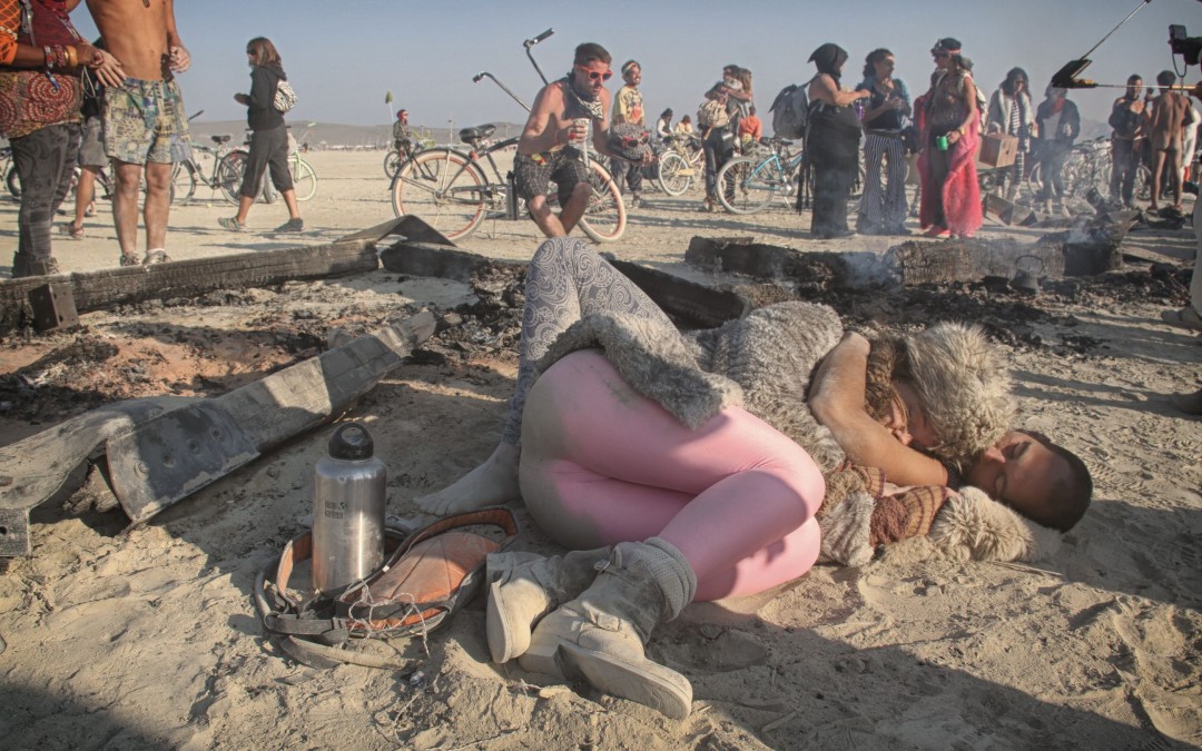 Sleeping near the man burning